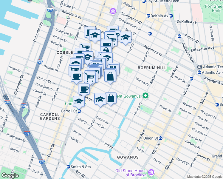 map of restaurants, bars, coffee shops, grocery stores, and more near 238 Hoyt Street in Brooklyn