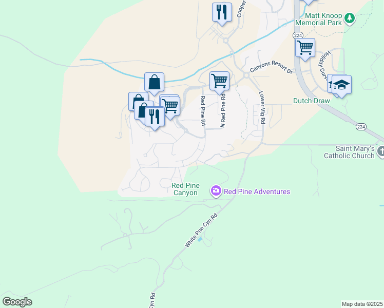 map of restaurants, bars, coffee shops, grocery stores, and more near 3547 Ridgeline Drive in Park City