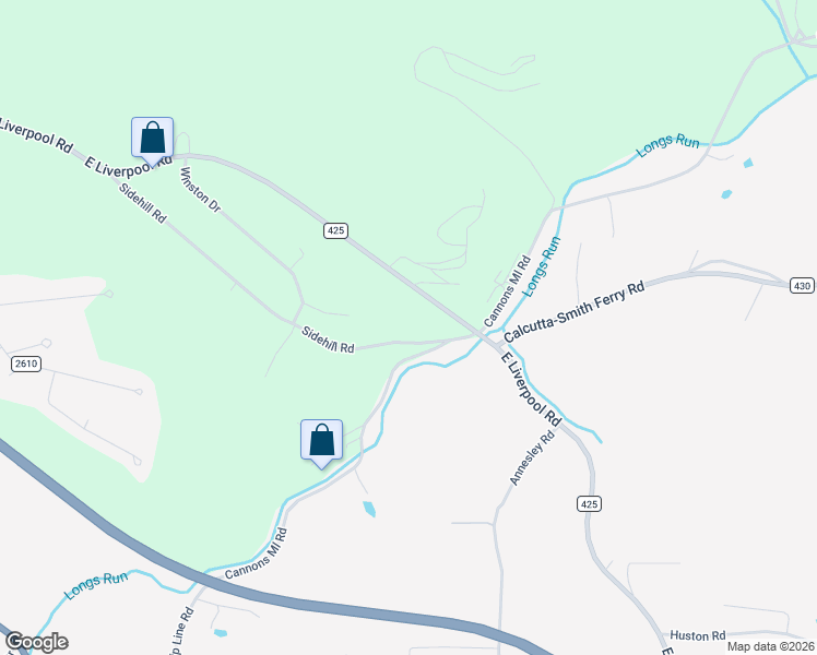 map of restaurants, bars, coffee shops, grocery stores, and more near 15051 East Liverpool Road in East Liverpool