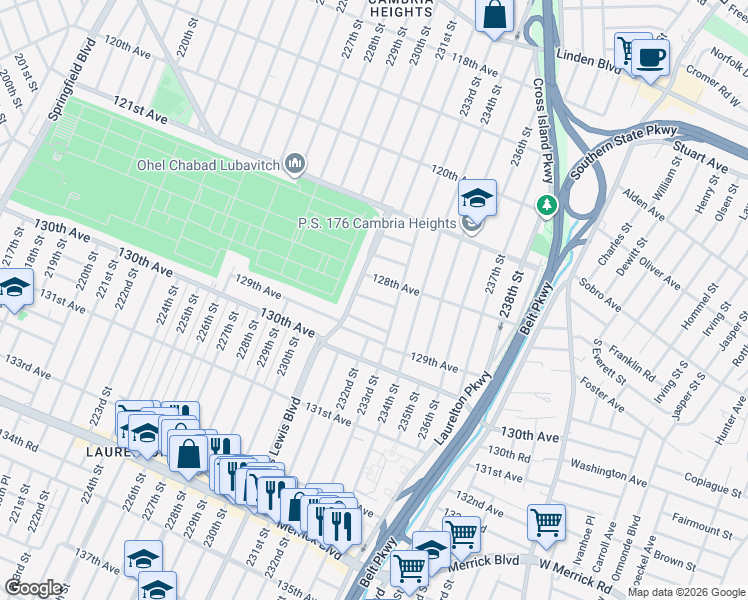 map of restaurants, bars, coffee shops, grocery stores, and more near in Queens