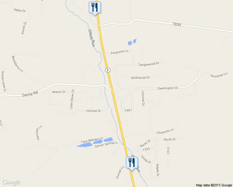 map of restaurants, bars, coffee shops, grocery stores, and more near 1373 Pittsburgh Road in Valencia