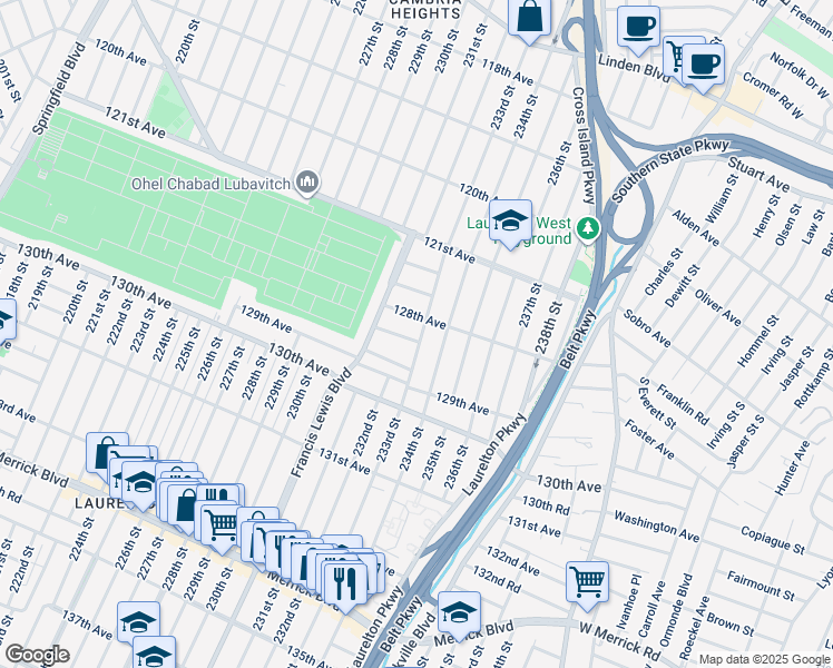 map of restaurants, bars, coffee shops, grocery stores, and more near in Queens