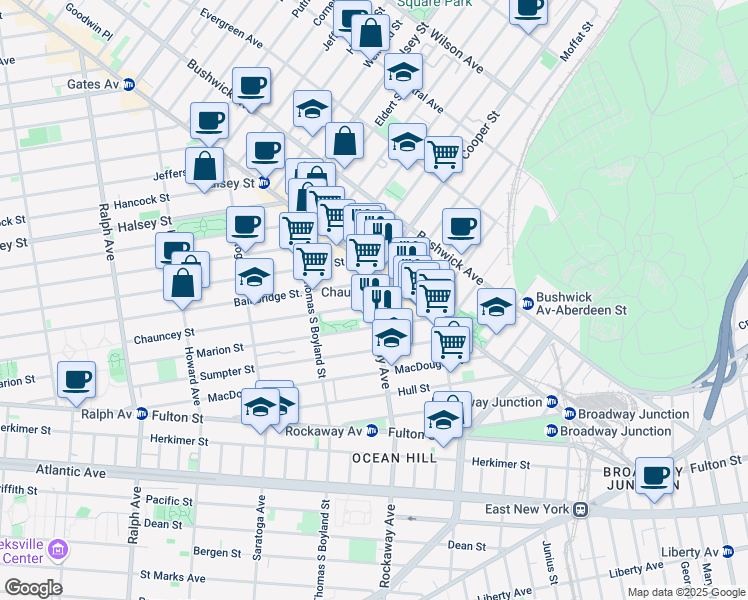 map of restaurants, bars, coffee shops, grocery stores, and more near in Brooklyn