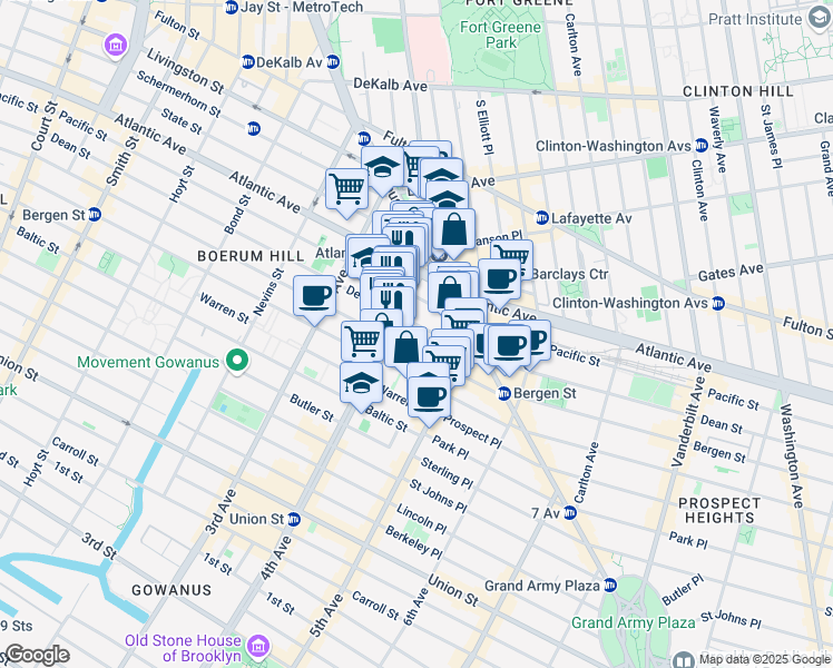 map of restaurants, bars, coffee shops, grocery stores, and more near 35 4th Avenue in Brooklyn