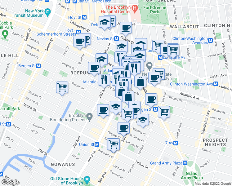 map of restaurants, bars, coffee shops, grocery stores, and more near 59 4th Avenue in Brooklyn