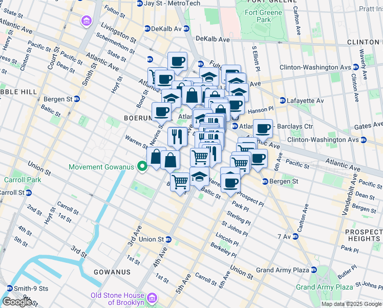 map of restaurants, bars, coffee shops, grocery stores, and more near 320 Bergen Street in Brooklyn