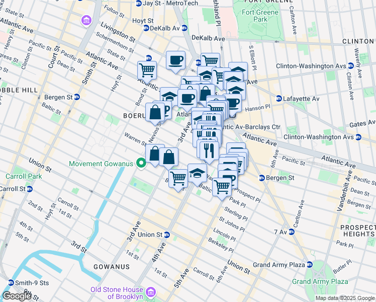 map of restaurants, bars, coffee shops, grocery stores, and more near 320 Bergen Street in Brooklyn