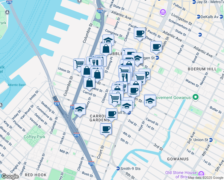 map of restaurants, bars, coffee shops, grocery stores, and more near in Brooklyn