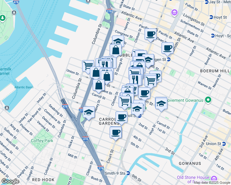map of restaurants, bars, coffee shops, grocery stores, and more near in Brooklyn