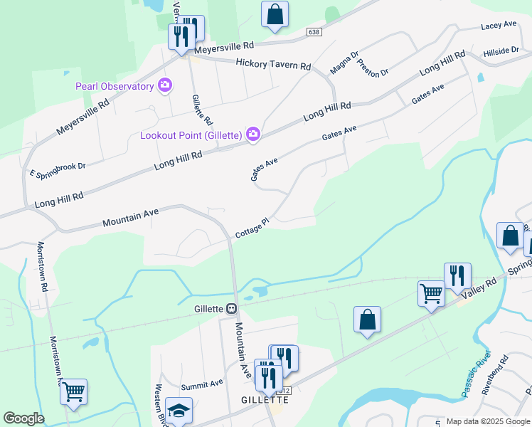 map of restaurants, bars, coffee shops, grocery stores, and more near 88 Cottage Place in Long Hill