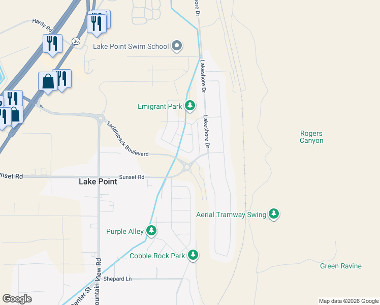 map of restaurants, bars, coffee shops, grocery stores, and more near 2080 East Colette Street in Lake Point