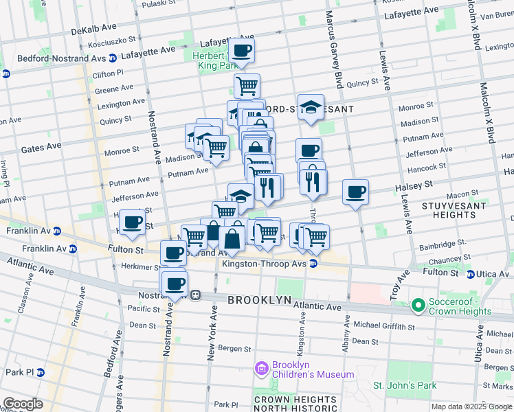 map of restaurants, bars, coffee shops, grocery stores, and more near in Brooklyn