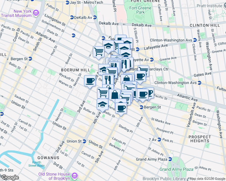 map of restaurants, bars, coffee shops, grocery stores, and more near in Brooklyn