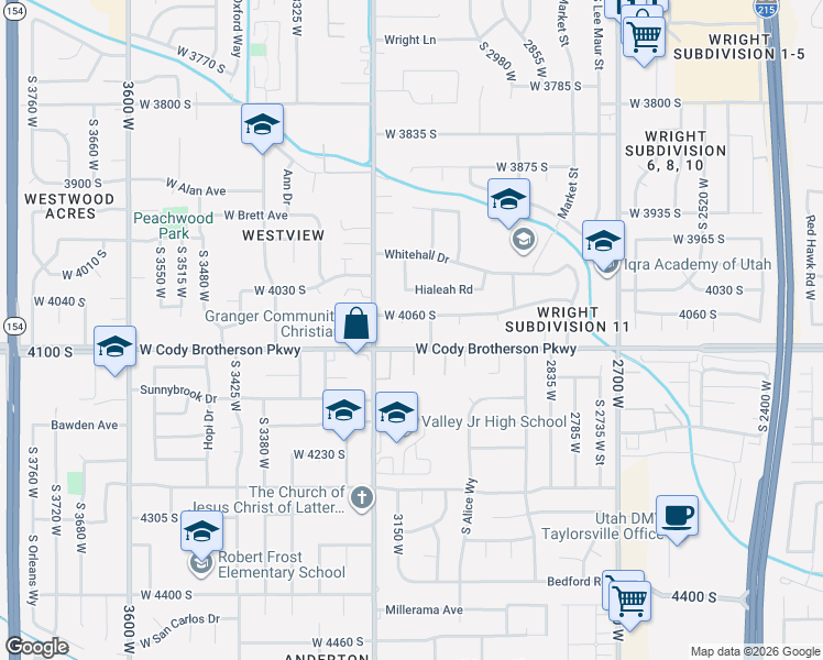 map of restaurants, bars, coffee shops, grocery stores, and more near 4075 South Minuet Circle in West Valley City