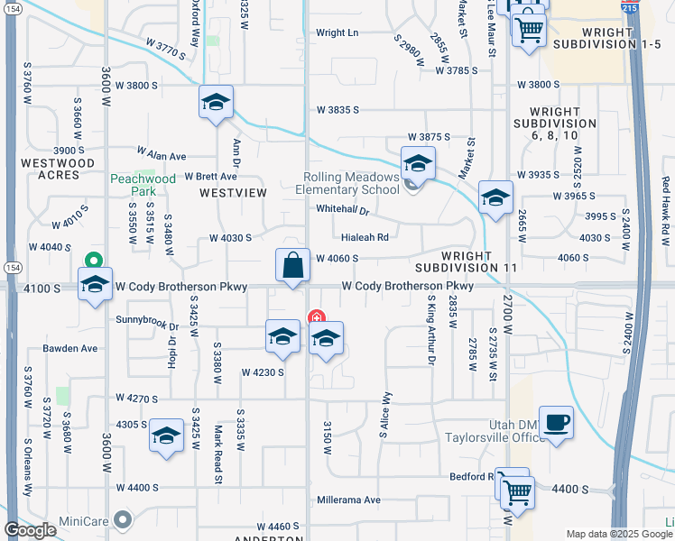 map of restaurants, bars, coffee shops, grocery stores, and more near 4075 South Minuet Circle in West Valley City