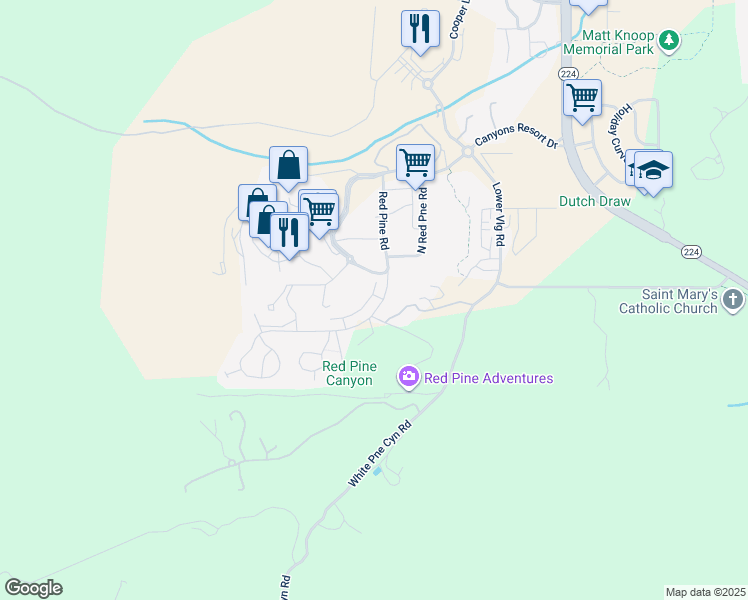 map of restaurants, bars, coffee shops, grocery stores, and more near 3576 Ridgeline Drive in Park City