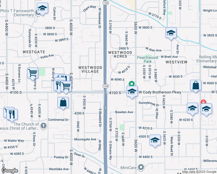 map of restaurants, bars, coffee shops, grocery stores, and more near 4066 3760 West in Salt Lake City