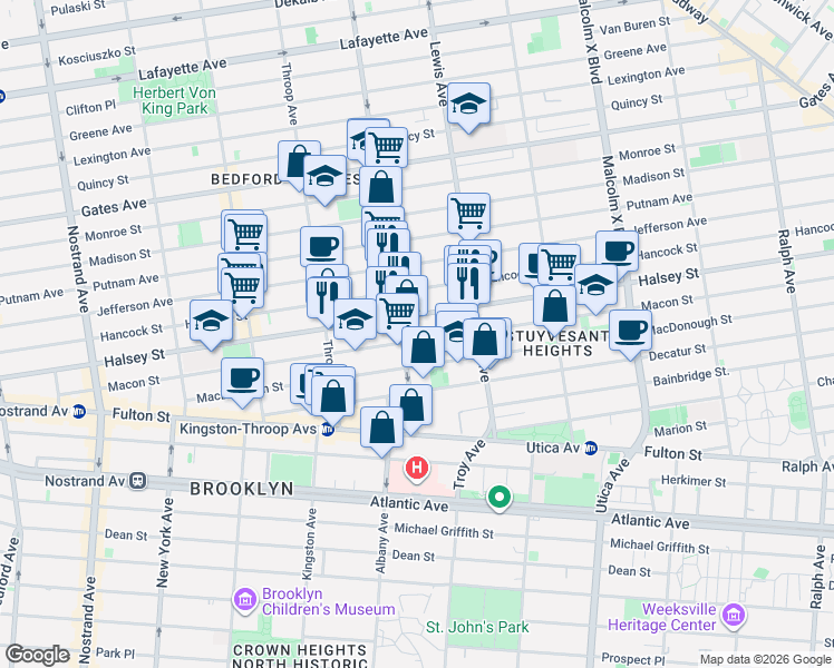 map of restaurants, bars, coffee shops, grocery stores, and more near in Brooklyn