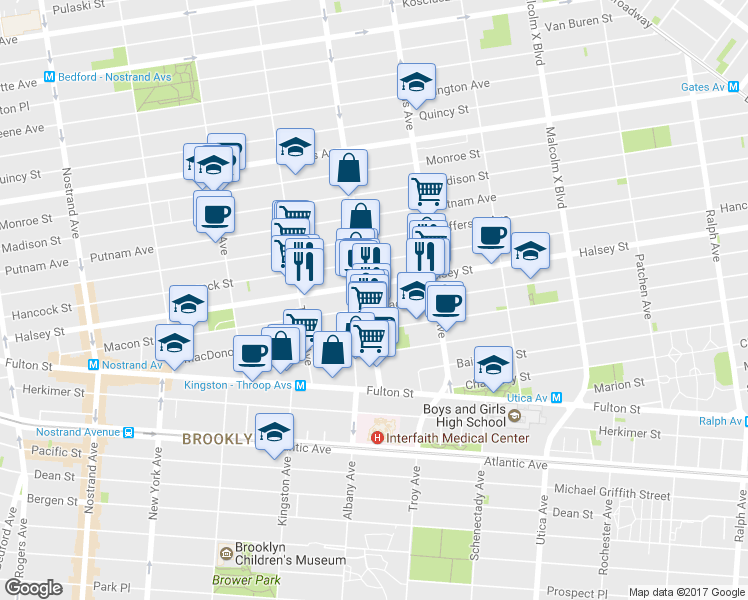 map of restaurants, bars, coffee shops, grocery stores, and more near in Brooklyn