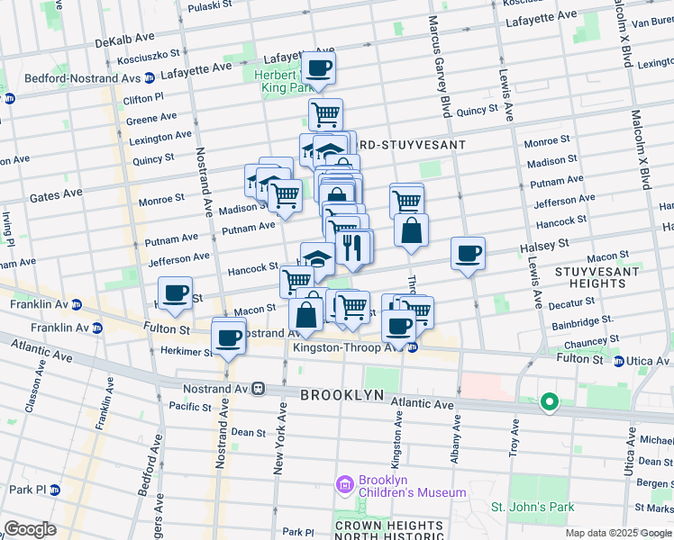 map of restaurants, bars, coffee shops, grocery stores, and more near in Brooklyn