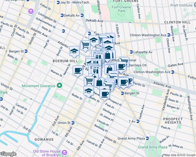 map of restaurants, bars, coffee shops, grocery stores, and more near in Brooklyn