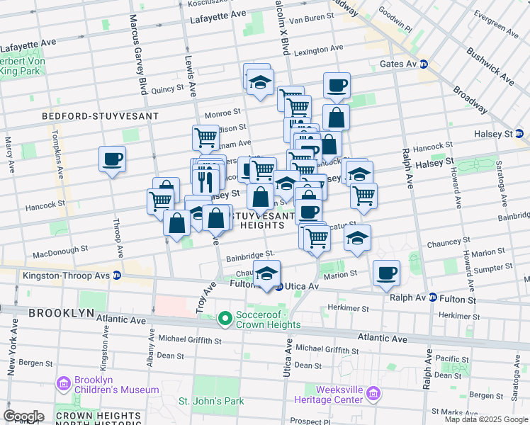 map of restaurants, bars, coffee shops, grocery stores, and more near in Brooklyn