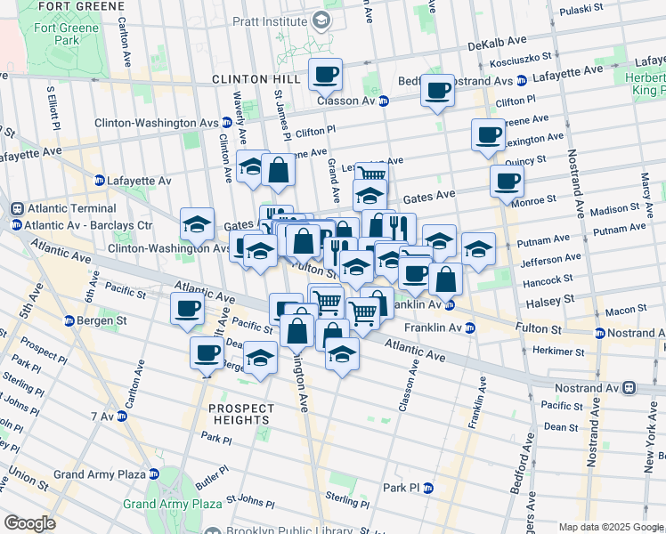 map of restaurants, bars, coffee shops, grocery stores, and more near in Brooklyn