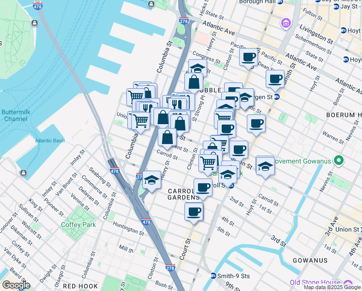 map of restaurants, bars, coffee shops, grocery stores, and more near in Brooklyn