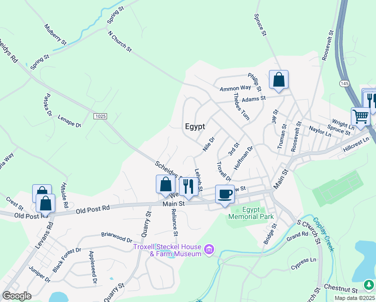 map of restaurants, bars, coffee shops, grocery stores, and more near 4621 Schimmel Court in Lehigh County