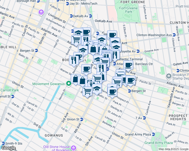 map of restaurants, bars, coffee shops, grocery stores, and more near 330 Bergen Street in Brooklyn