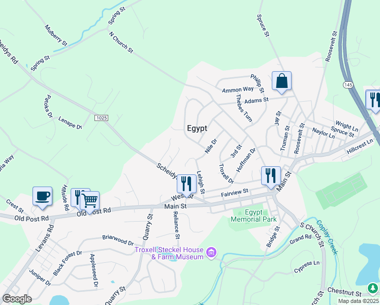 map of restaurants, bars, coffee shops, grocery stores, and more near 4621 Schimmel Court in Whitehall