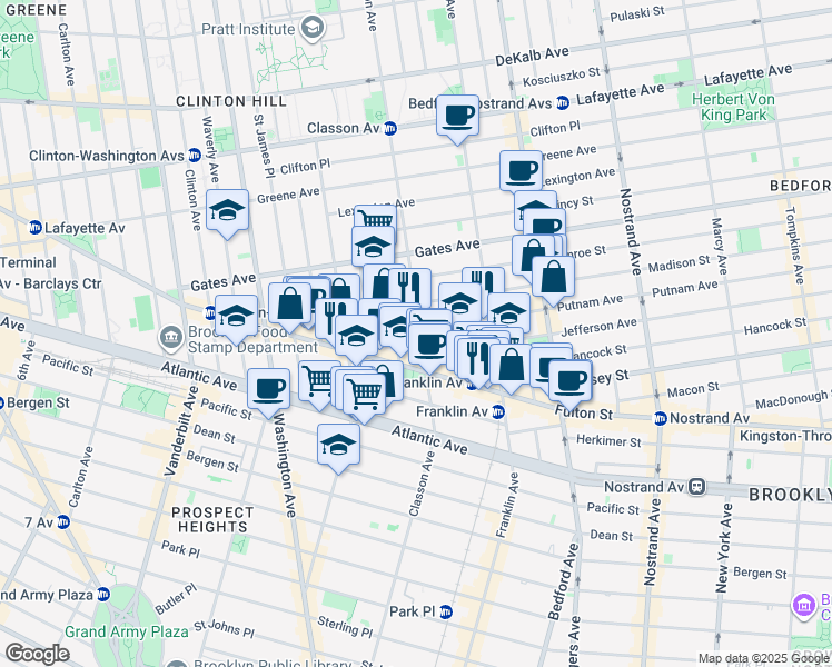 map of restaurants, bars, coffee shops, grocery stores, and more near in Brooklyn