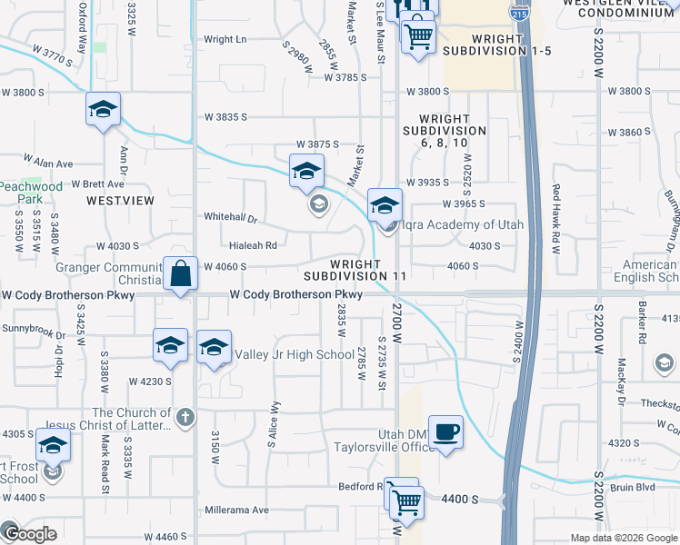 map of restaurants, bars, coffee shops, grocery stores, and more near 4070 South Montaia Drive in West Valley City