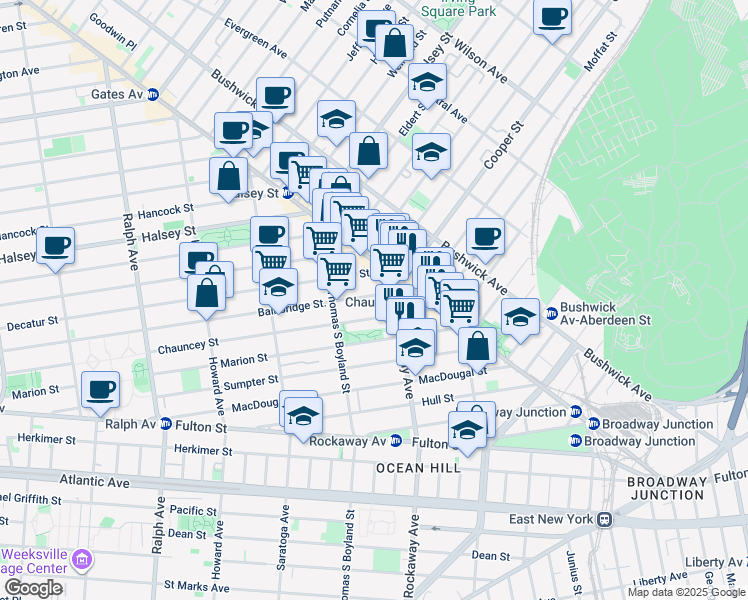 map of restaurants, bars, coffee shops, grocery stores, and more near in Brooklyn