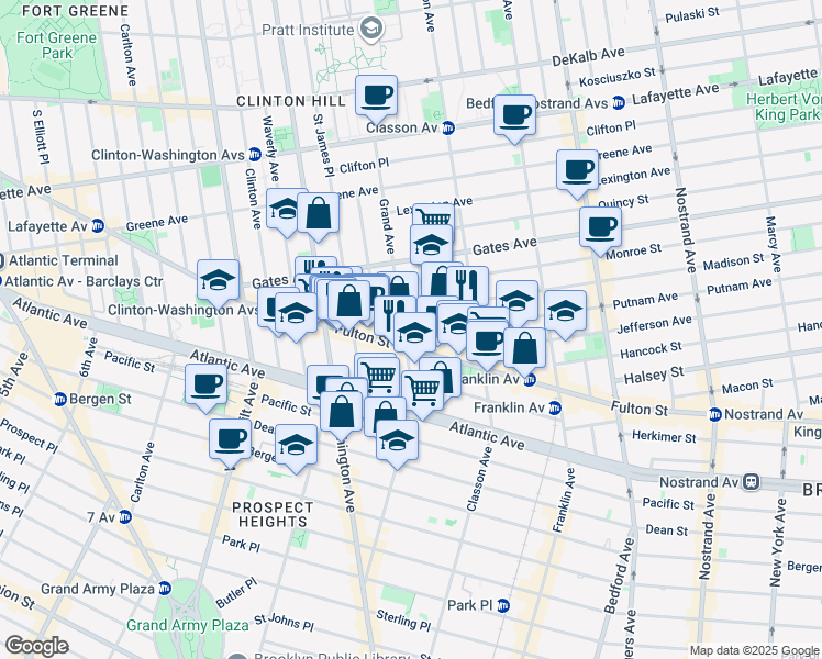 map of restaurants, bars, coffee shops, grocery stores, and more near in Brooklyn