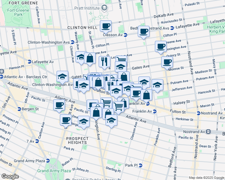map of restaurants, bars, coffee shops, grocery stores, and more near in Brooklyn
