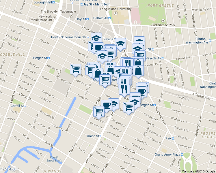 map of restaurants, bars, coffee shops, grocery stores, and more near 320 Bergen Street in Brooklyn