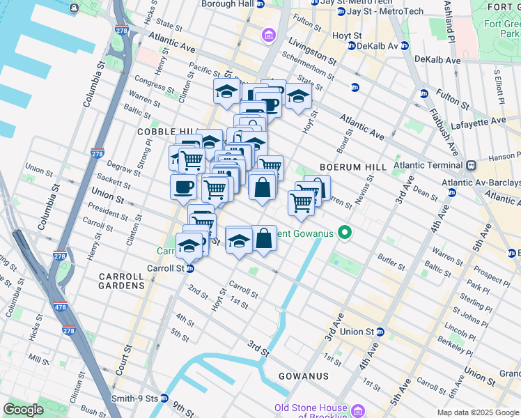 map of restaurants, bars, coffee shops, grocery stores, and more near 238 Hoyt Street in Brooklyn