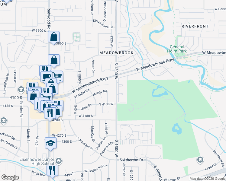 map of restaurants, bars, coffee shops, grocery stores, and more near 4068 South 1300 West in Taylorsville