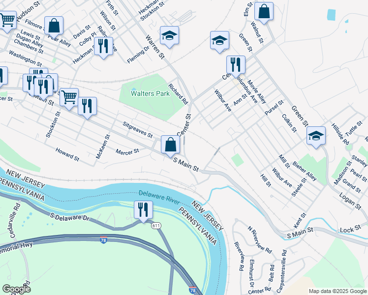 map of restaurants, bars, coffee shops, grocery stores, and more near 15 Limekiln Road in Phillipsburg