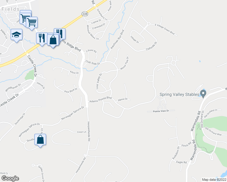 map of restaurants, bars, coffee shops, grocery stores, and more near 8501 Club Side Drive in Mars