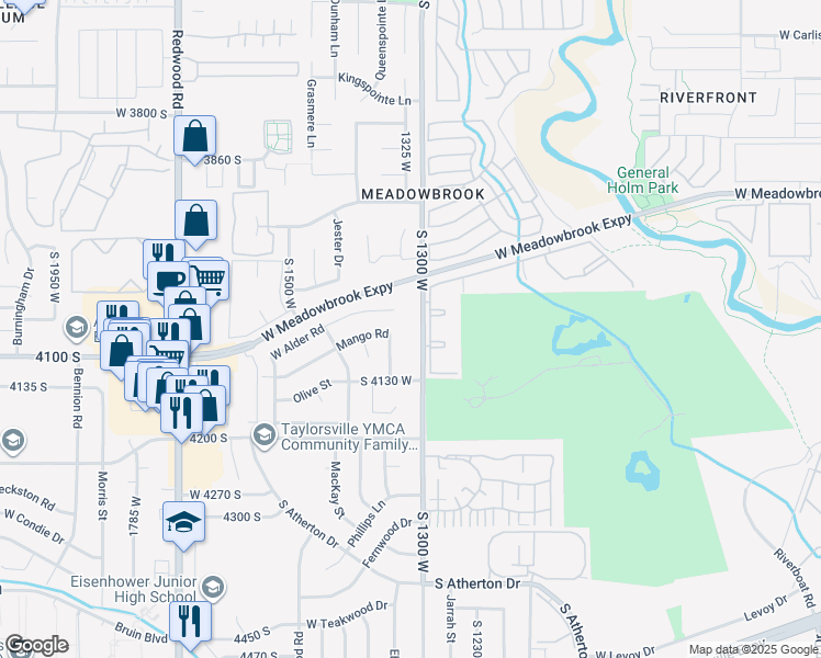 map of restaurants, bars, coffee shops, grocery stores, and more near 4106 1300 West in Taylorsville