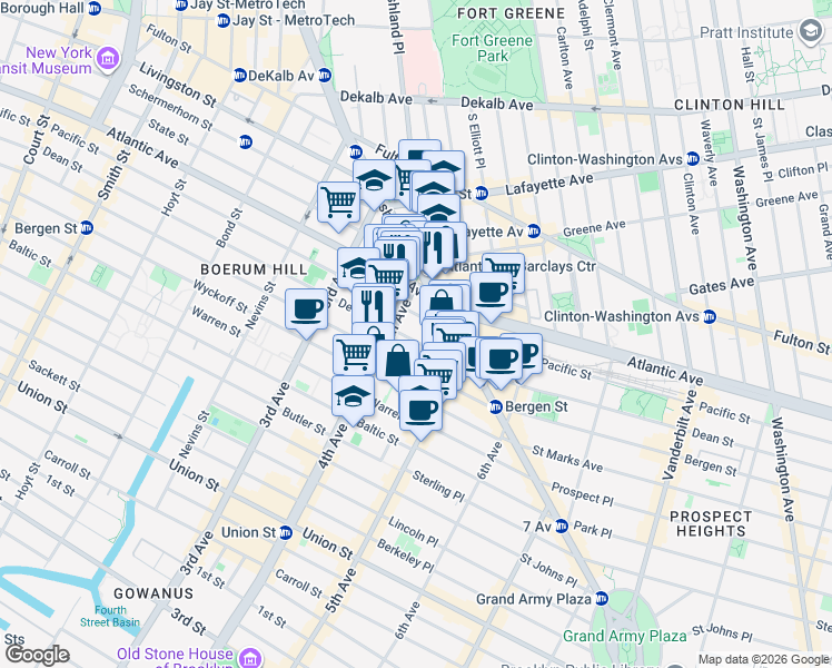 map of restaurants, bars, coffee shops, grocery stores, and more near in Brooklyn