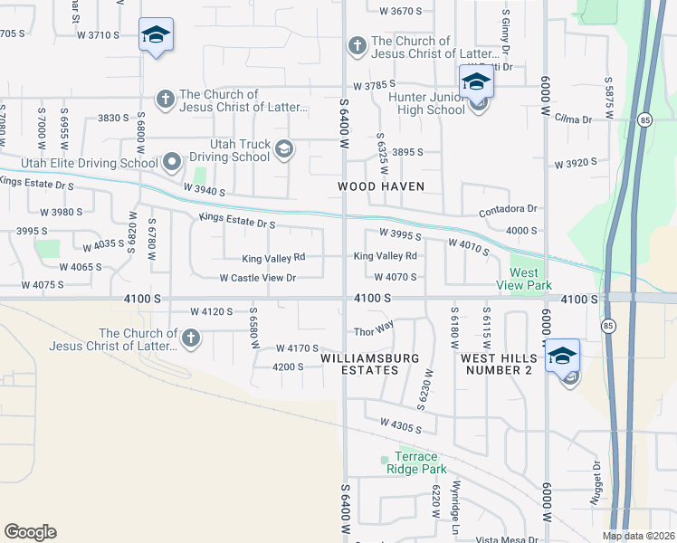 map of restaurants, bars, coffee shops, grocery stores, and more near 4064 South 6400 West in West Valley City
