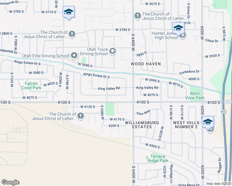 map of restaurants, bars, coffee shops, grocery stores, and more near 6524 Castle View Drive in West Valley City