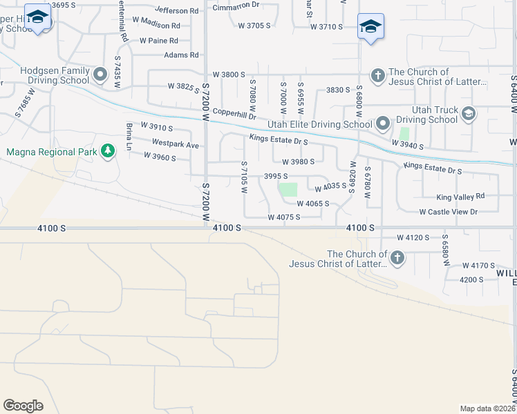 map of restaurants, bars, coffee shops, grocery stores, and more near 4057 South 7105 West in Salt Lake City