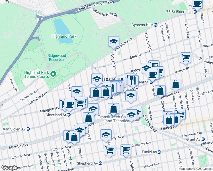 map of restaurants, bars, coffee shops, grocery stores, and more near in Brooklyn