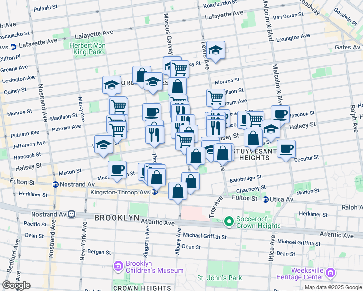 map of restaurants, bars, coffee shops, grocery stores, and more near in Brooklyn