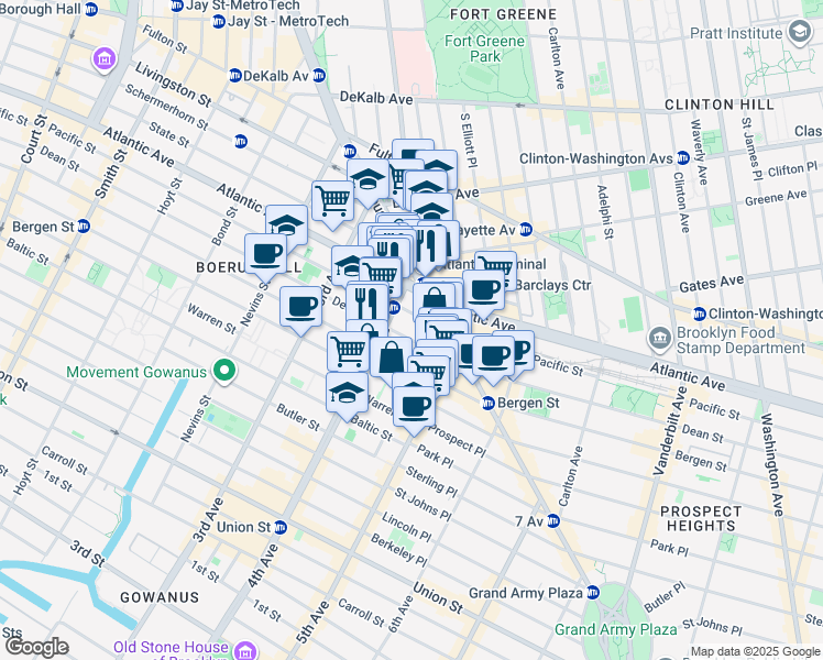 map of restaurants, bars, coffee shops, grocery stores, and more near in Brooklyn