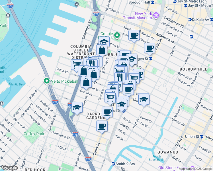 map of restaurants, bars, coffee shops, grocery stores, and more near in Brooklyn